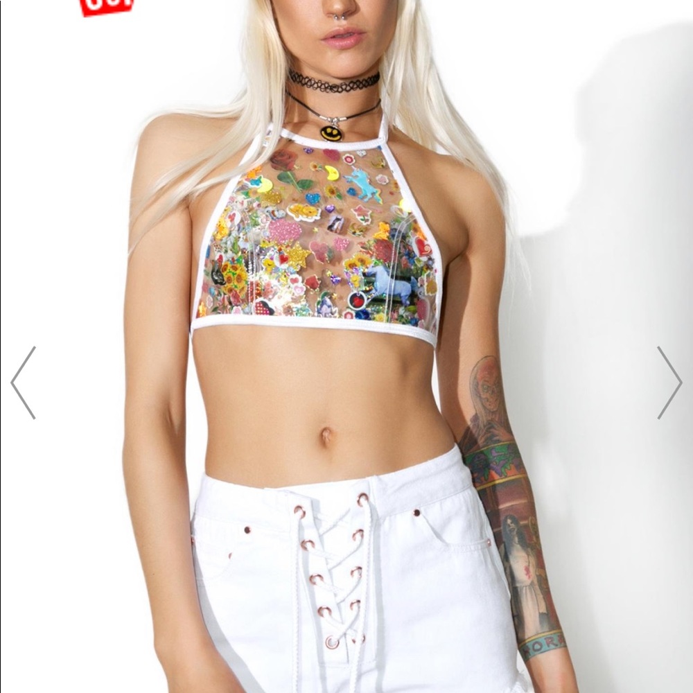 indyanna christina pvc sticker halter crop